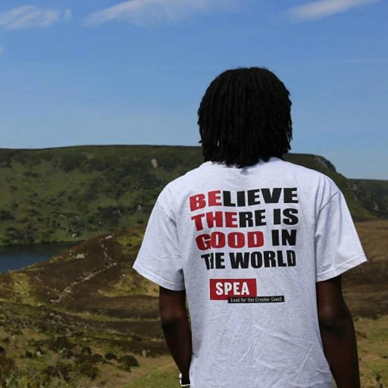 A School of Public and Environmental Affairs student looking on.